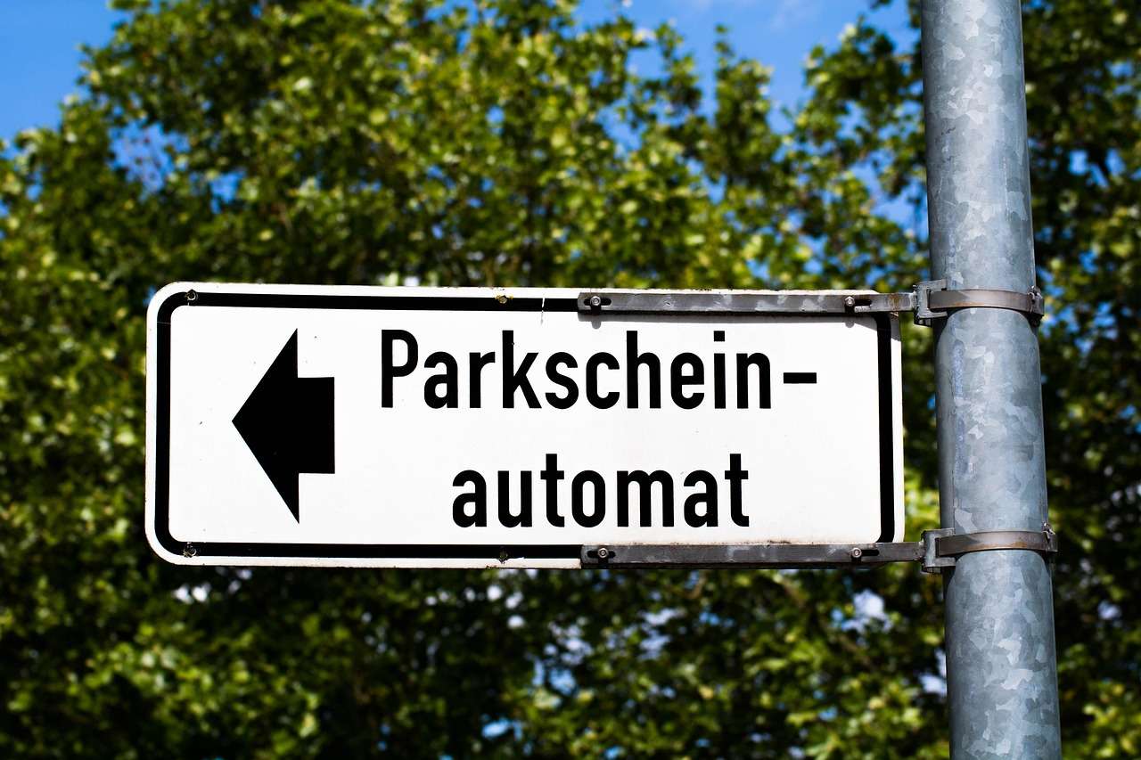 Pay and display parking ticket machine in a car park