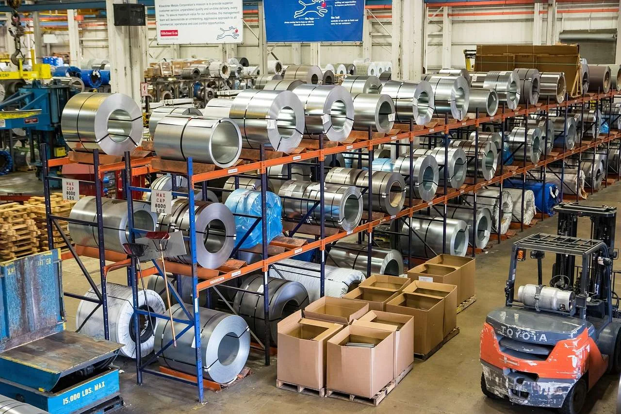 Steel coils stored ready for coil processing