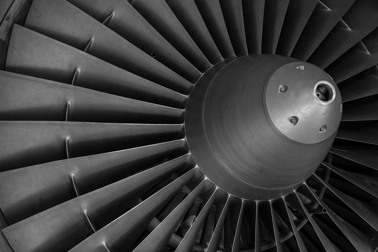 Aircraft engine finance for a turbofan engine fan and rotor blades