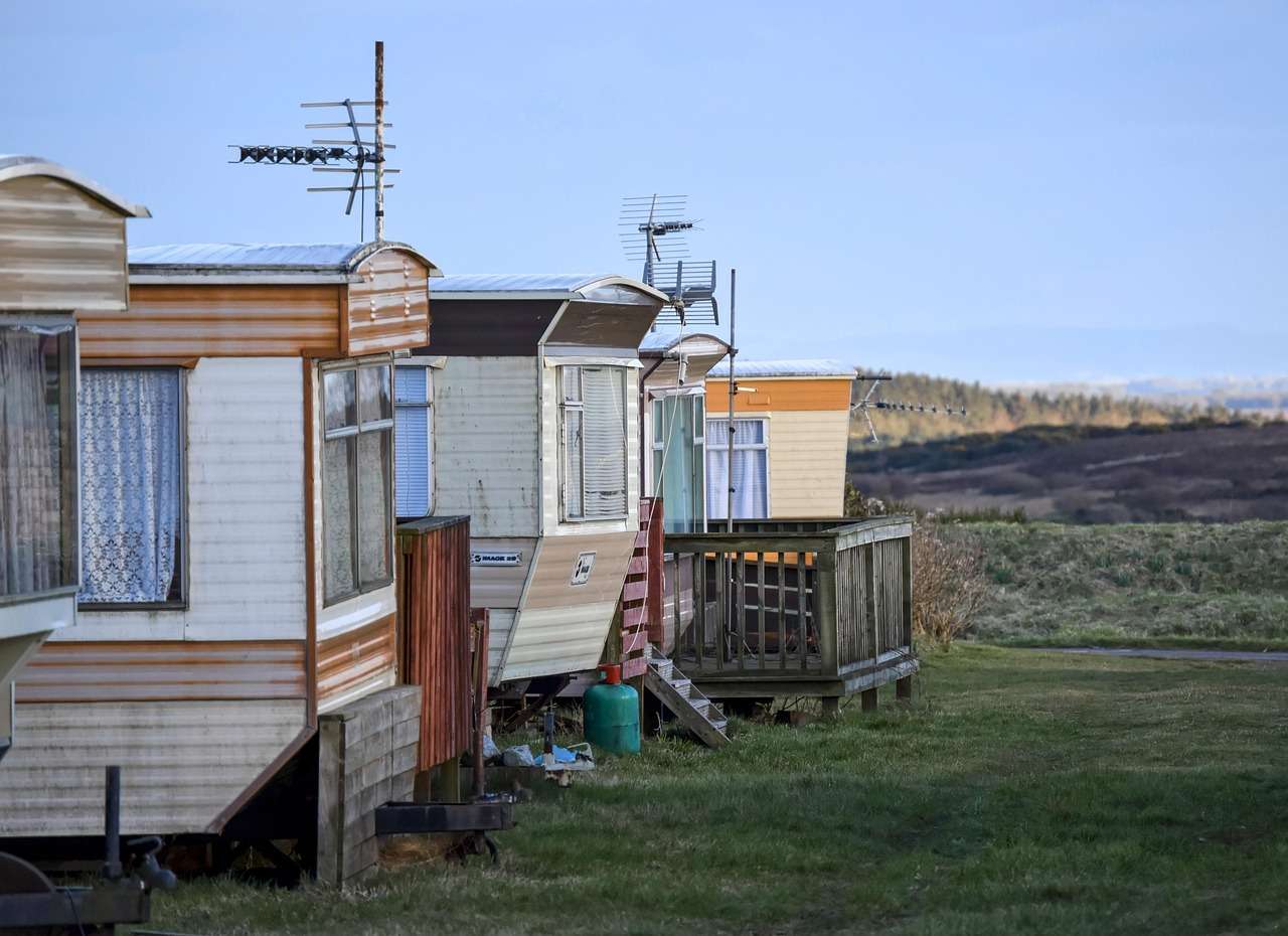 Rows of static caravans on a holiday park